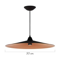 Luminária Pendente Chapéu Chinês 521 Cozinha Bancada 50cm Preto com Cobre - 2