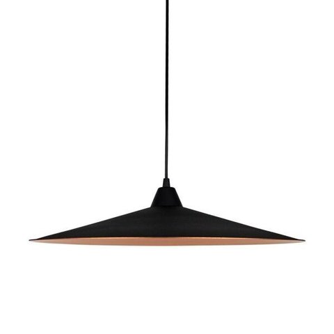 Luminária Pendente Chapéu Chinês 521 Cozinha Bancada 50cm Preto com Cobre