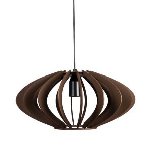 Lustre Pendente 910 Madeira Rústico Cozinha Sala 40Cm Marrom