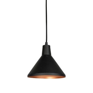 Pendente Cone 545 Retrô Industrial Diâmetro 17,5cm Preto com Cobre