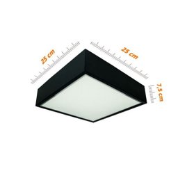 Plafon Sobrepor de Teto Quadrado para 2 Lâmpadas E27 25x25cm Preto - 3