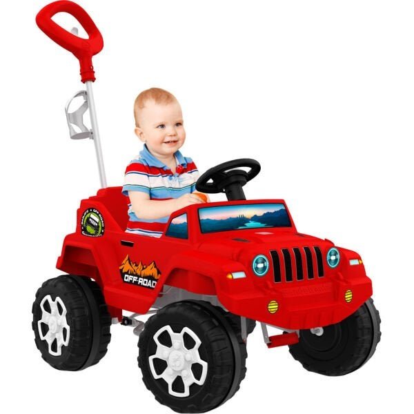 Mini Carro Infantil Bandeirante Banjipe - 2 em 1 - Pedal e Passeio - Vermelho - 2