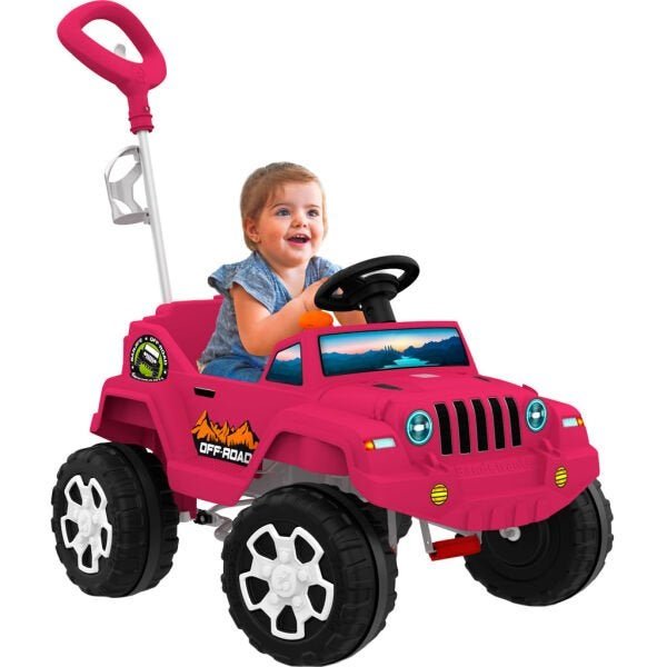 Mini Carro Infantil Bandeirante Banjipe - 2 em 1 - Pedal e Passeio - Pink - 2
