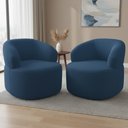 Ver imagem 2 de Kit 02 Poltronas Giratória Orgânica para Sala de Estar Living Helena L02 Suede Azul Marinho - Lyam