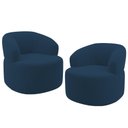 Ver imagem 1 de Kit 02 Poltronas Giratória Orgânica para Sala de Estar Living Helena L02 Suede Azul Marinho - Lyam