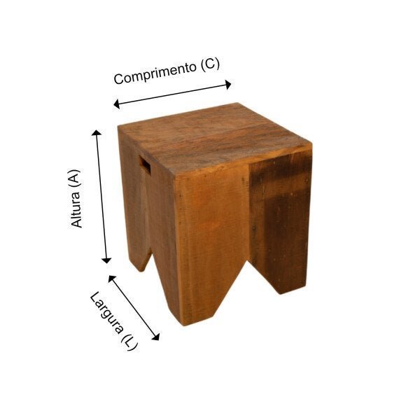 BANCO PÉ BANDEIRA - ACABAMENTO RÚSTICO - (C)0.40 X (L)0.40 X (A)0.45 - 4