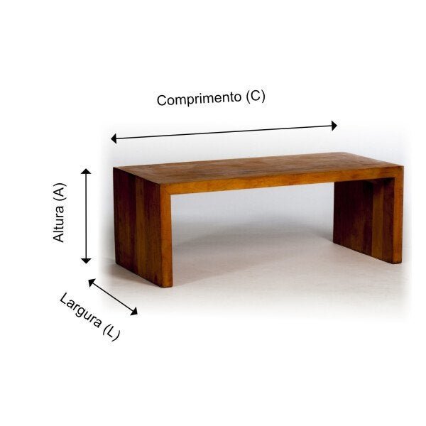 MESA DE CENTRO VIGA U - ACABAMENTO MAQUINADO - (C)1.20 X (L)0.60 X (A)0.45 - 3