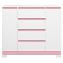 Ver imagem 5 de Cômoda Quarto Sapateira Selene Flex A02 4 Gavetas MDF-MDP Branco Titanium Rosa Azul Mpozenato