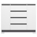 Ver imagem 6 de Cômoda Quarto Sapateira Selene Flex A02 4 Gavetas MDF-MDP Branco Titanium Rosa Azul Mpozenato