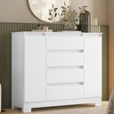 Ver imagem 1 de Cômoda Quarto Sapateira Selene Flex A02 4 Gavetas MDF-MDP Branco Titanium Rosa Azul Mpozenato