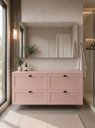 Ver imagem 1 de Gabinete para Banheiro com Tampo e Armário 160cm Retro MDF Rosa Milano - On Móveis