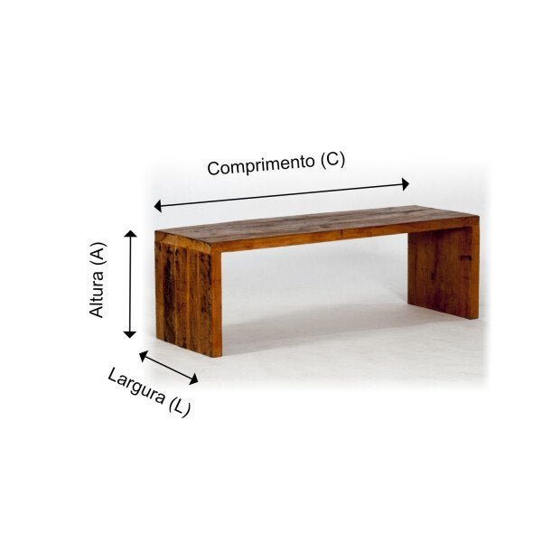 BANCO VIGA SEM ENCOSTO - ACABAMENTO RÚSTICO - (C)1.40 X (L)0.40 X (A)0.45 - 4