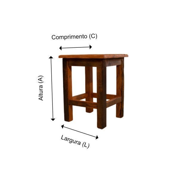 BANQUETA RETA - ACABAMENTO RÚSTICO - (C)0.35 X (L)0.35 X (A)0.45 - 4