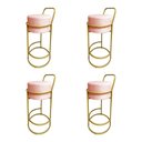 Ver imagem 1 de Kit 4 Banquetas Alta Redonda Base Dourada Veludo - Rose