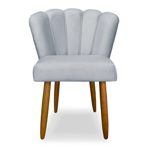 Cadeira Pétala Decorativa Sala Quarto Escritório Veludo Cinza Claro - Ninho Decor