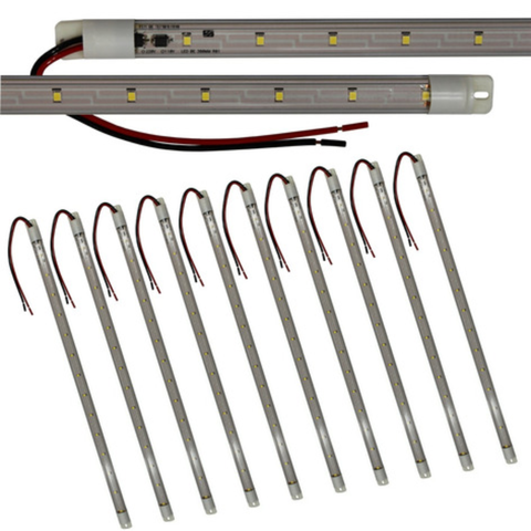 Kit 10 Peças Barra Led Régua Multiuso Freezer 7w Ip67 520mm:110v/branco Frio