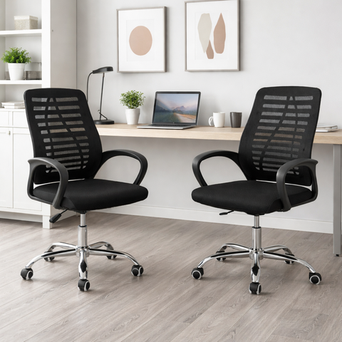 Kit com 2 Cadeiras de Escritório Mesh Ergonômica Bestchair Home Office Par - Preta