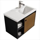 Ver imagem 5 de Conj Gabinete C/ Espelheira e Cuba para Banheiro Éden Preto Ripado