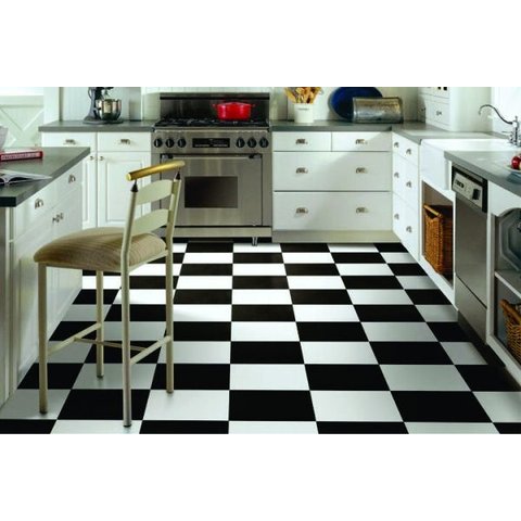 Piso Vinilico PVC Cores, Branco, Preto e Dama 0,70mm 2X18mt: Xadrez