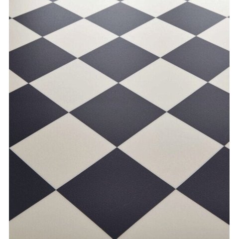 Piso Vinilico PVC Cores, Branco, Preto e Dama 0,70mm 2X15mt: Xadrez