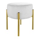 Ver imagem 1 de Puff Redondo Suede Branco Base Metálica Dourada - Belliv Decor