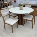 Ver imagem 1 de Conjunto Mesa de Jantar com Tampo de Vidro 115cm 4 Cadeiras