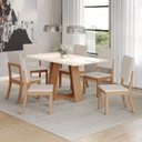Ver imagem 1 de Conjunto Sala de Jantar 6 Cadeiras Lins 160x90cm Off White/Nature/Linho