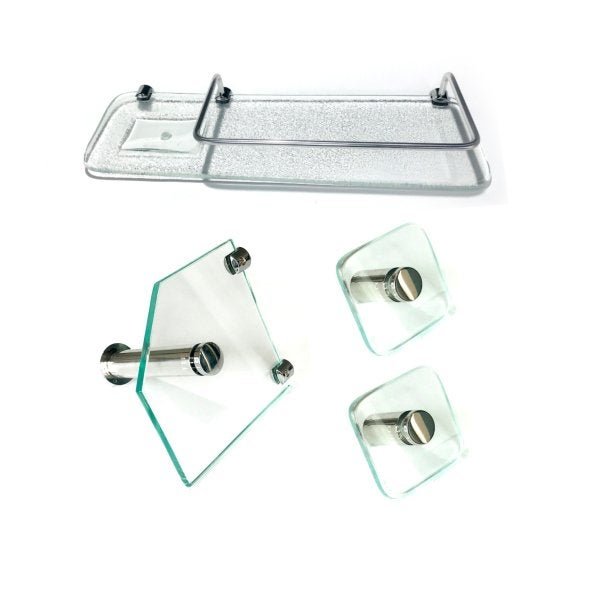 Kit Banheiro em Vidro Para Lavabo 1 com 3 Peças:Incolor - 1