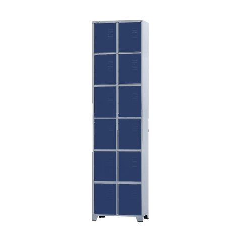 Armário Roupeiro De Aço 12 Portas Para Vestiário Academia Locker Azul Marinho