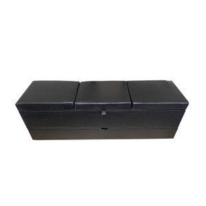 RECAMIER PUFF BAÚ SAPATEIRA COM GAVETA 1,38 CM PARA CAMA BOX PADRÃO - PRETO CORINO