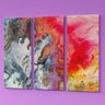 Quadro Tecido Canvas Tam. 60X40cm Tema Obra de Arte Abstrata - 3 Telas QC60X40-3T062 - 1