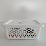 Kit 3 Caixas Cesto Organizador M com Tampa Empilhável 31x22cm Branco - 2