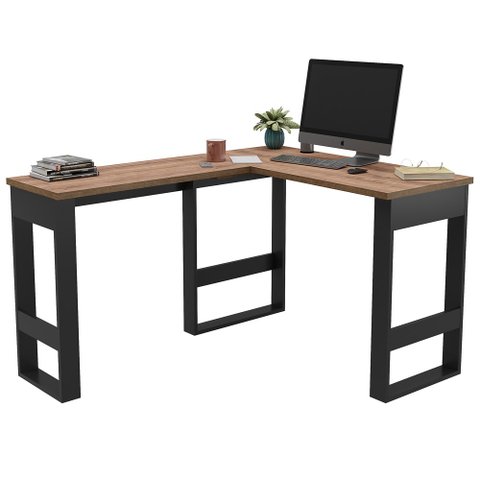 Mesa para Computador em L Chess F04 Preto/Solanum - Mpozenato