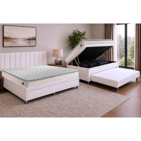 Cama Baú c/Aux Crc Solt +Colchão Ortopédico Shelby Hellen -