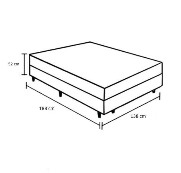 Base Box Casal 138 Tecido Sintético Cinza com Colchão de Espuma - D33 Ortobom Iso 100 52x138x188 - 3