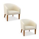 Ver imagem 1 de Poltrona Sala Decorativa Kit 2 Stella Pé Madeira Trapézio Castanho Suede Bege D03 - D’Rossi