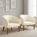 Ver imagem 2 de Poltrona Sala Decorativa Kit 2 Stella Pé Madeira Trapézio Castanho Suede Bege D03 - D’Rossi