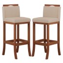 Ver imagem 1 de Kit 2 Banquetas Alta Encosto Estofado 38x102 Cm Turim Madeira Maciça Pinhão Suede Bege CCS