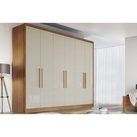 Guarda Roupa Casal 6 Portas e 6 Gavetas New Vértice/messina Freijo Cumaru C/ Fendi - Novo Horizonte
