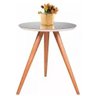 Mesa de Canto Lateral Tampo de Vidro Pé Palito Redonda:branco/50 Cm - 2