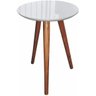 Mesa de Canto Lateral Tampo de Vidro Pé Palito Redonda:branco/50 Cm - 1
