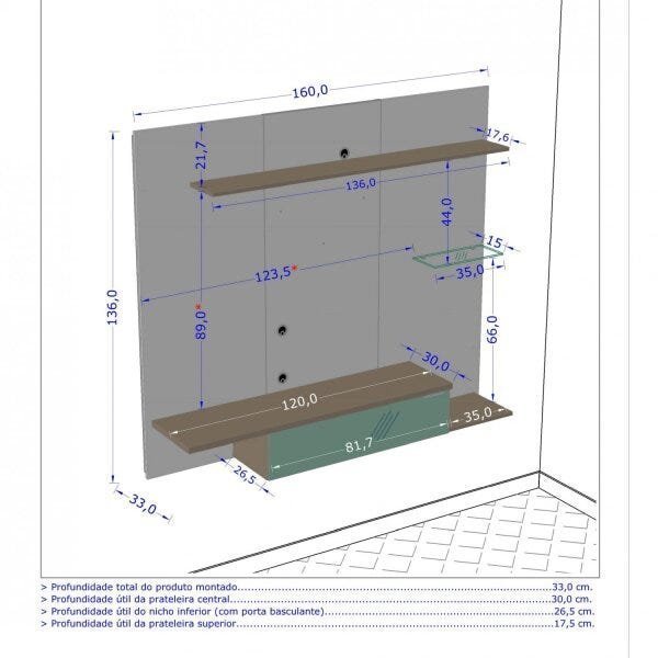 Painel para TV até 55 Polegadas com LED e Espelho Móveis Bechara - 4