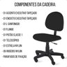 Cadeira Executiva Giratória Escritório Tecido com Rodízios - 4