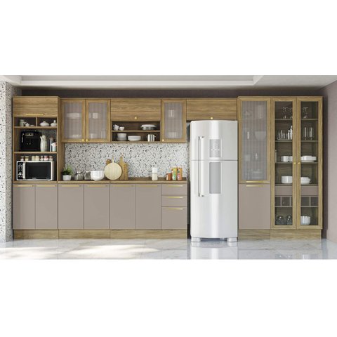 Armário de Cozinha Modulada Completa Reta 10 Peças 4,80m Botanic Kappesberg