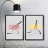 Kit 2 Quadros Decorativos Pilates - Abstratos 24x18cm - com Vidro:moldura Branca - 2