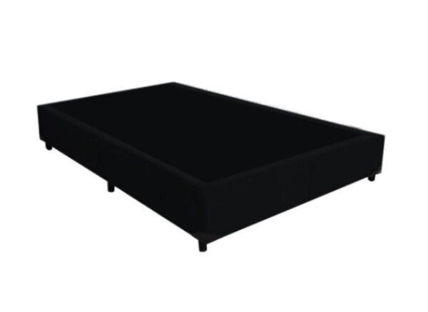 Base Box Casal 138 Suede Preto com Colchão de Espuma - D33 Ortobom Iso 100 52x138x188 - 2