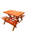 Ver imagem 2 de Mesa para Área Externa com 2 Bancos sem Encosto Madeira Maciça 120x80cm Kit Churrasco Mel