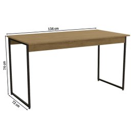 Conjunto Mesa 1,36x0,72m com 2 Bancos Estilo Industrial Li013 Kappesberg Crome - Freijó/preto Fosco - 3