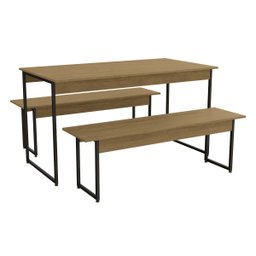 Conjunto Mesa 1,36x0,72m com 2 Bancos Estilo Industrial Li013 Kappesberg Crome - Freijó/preto Fosco - 1