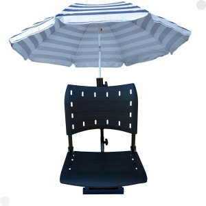 Cadeira para Barco Giratória Prática Dobrável com Suporte de Guarda Sol Preta